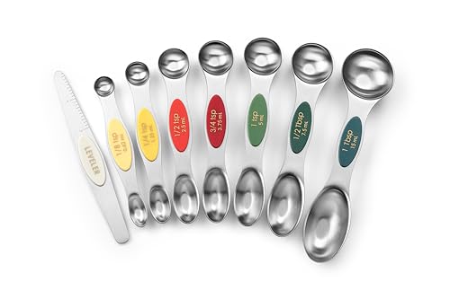Image of Spring Chef Stainless Steel Magnetic Measuring Spoons Set of 8, Very Merry