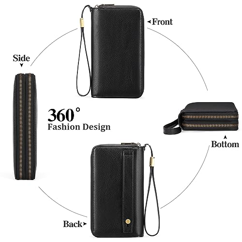 Image of GAEKEAO RFID Leather Wristlet Wallet for Women with Grip Strap