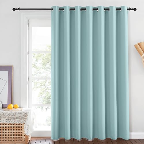 NICETOWN Sliding Door Curtain 84 inches Long, Grommet Privacy Darkening Window Treatment Sound Reducing Room Divider for Bedroom/Kids Room, 1 Panel, Sky Blue, W100 x L84