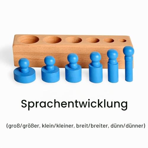 BOHS Montessori-Zylinderblöcke, 4 Holz-Steckpuzzles mit Knöpfen – Ansicht 7