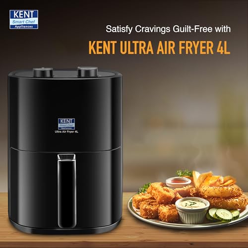 KENT Ultra Air Fryer 4L | 1300W | Fry, Bake, Grill & Roast | Up to 80% Less Oil Usage | Rapid Heat Circulation | Adjustable Temperature Control Knob 80° to 200° | Auto Cut-Off view 2