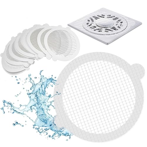 Image of Rushwak Round Disposable Shower Drain Hair Catcher, Shower Drain Cover, Floor Sink Strainer Filter Mesh with Stickers for Bathroom, Bathtub, and Kitchen