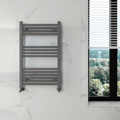 KESANITAR Badheizkörper Seitenanschluss 800x500mm, 300W Handtuchheizkörper & Handtuchtrockner, Einfach Installation Heizkörper Handtuchwärmer, Bequem Handtuchhalter für Towel Aufbewahrung, Grau
