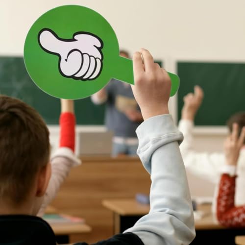 2 Stück Daumen Hoch Daumen Runter Paddel, Ja Nein Paddel Schilder Wahr Falsch Grün Rot,Klassenzimmer-Wahlpaddel,Klassenzimmer Schüler Abstimmungspaddel,Wiederverwendbares Bewertungsbrett