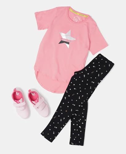 Image of Jockey UG08 Girl's Super Combed Cotton Elastane Stretch Slim Fit High Rise Leggings (Prints May Vary)