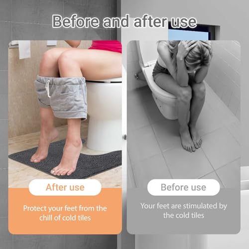 Eowppue U-förmige Toilettenmatte aus hochwertigem Mikrofaser-Material – rutschfeste, saugfähige Badvorleger für Badezimmer, Gäste-WC – Weiche, strapazierfähige Matten, die das Wohlbefinden steigern,