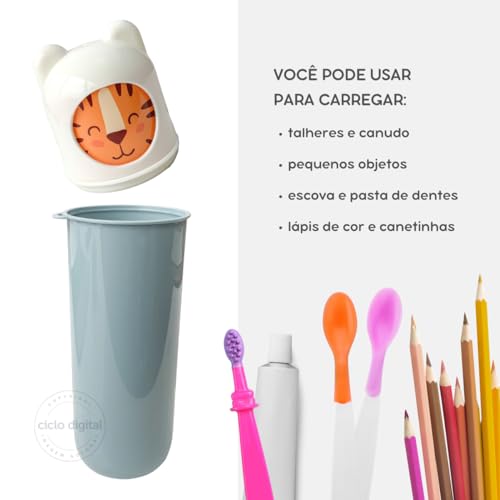 Porta Escova Dental Case Lápis Caneta Estojo Lúdico Multiuso Infantil Gira Troca De Personagem #dsb
