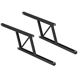 Emuca - Juego de 2 mecanismos elevables para mesas de centro, Bisagra de Mesa elevadora, permite elevar la mesa 135mm, Acero, Pintado negro
