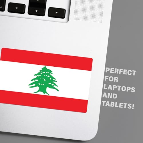 Image of World Country Flag Decal Stickers - Two Pack - for Cars Windows Bumpers Laptops Tablets Tumblers Cups Walls (Lebanon)