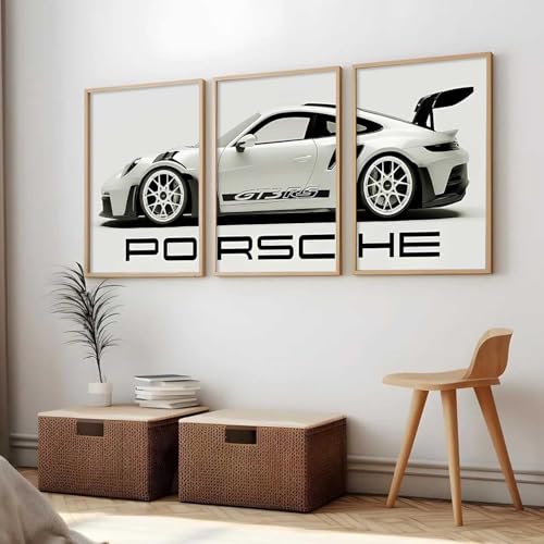 Image of HOMESY Sports Car Framed Posters Gift Items for Boys Room | Wall Decoration for Bedroom Living Room Office Gaming Room Decor | Sports Car Poster with Frame for Wall Decor Set Of 3 Size (10x13 inch, BROWN)