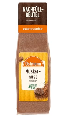 Ostmann Gewürze - Muskatnuss gemahlen | Ideal zum Würzen von Kartoffelgerichten | Zum Nachfüllen der Streudose | 50 g im wiederverschließbaren Beutel
