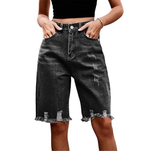 KAOBIO 2026 Denim Bermuda Shorts for Women High Rise Casual Ripped