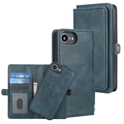 Pelanty for iPhone 16e ケース手帳型 for iPhone16e 2in1背面カバー PUレザー+TPU 分離式 両用2way 取り外し自由 携帯カバー 財布型ICカード収納 お札入れ小銭入れ スタンド機能 マグネット 縄掛けストラッ