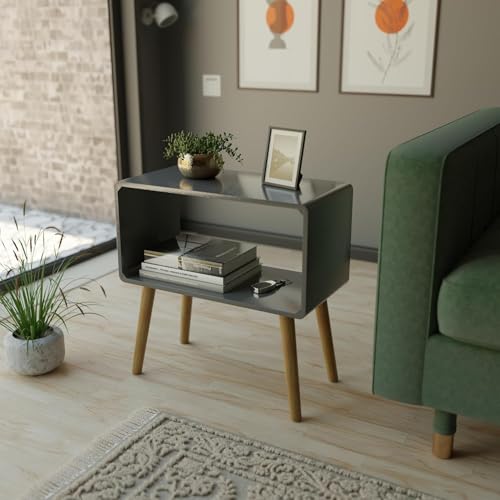 Image of ETIQUETTE ART Wooden Nightstand, End Table, Bed Side Table for Small Spaces Magazine Stand with Storage Engineered Wood Bookcase Wooden Bedside Table, Coffee Table, Living Room /Bedroom (New Black)