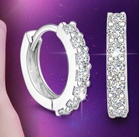 Miniatura 4 de Hoop Earrings,Fashion Cubic Zirconia Hoop Earrings,Silver Plated Round CZ Huggie Hoops Small Hoop Earrings for Women Girls