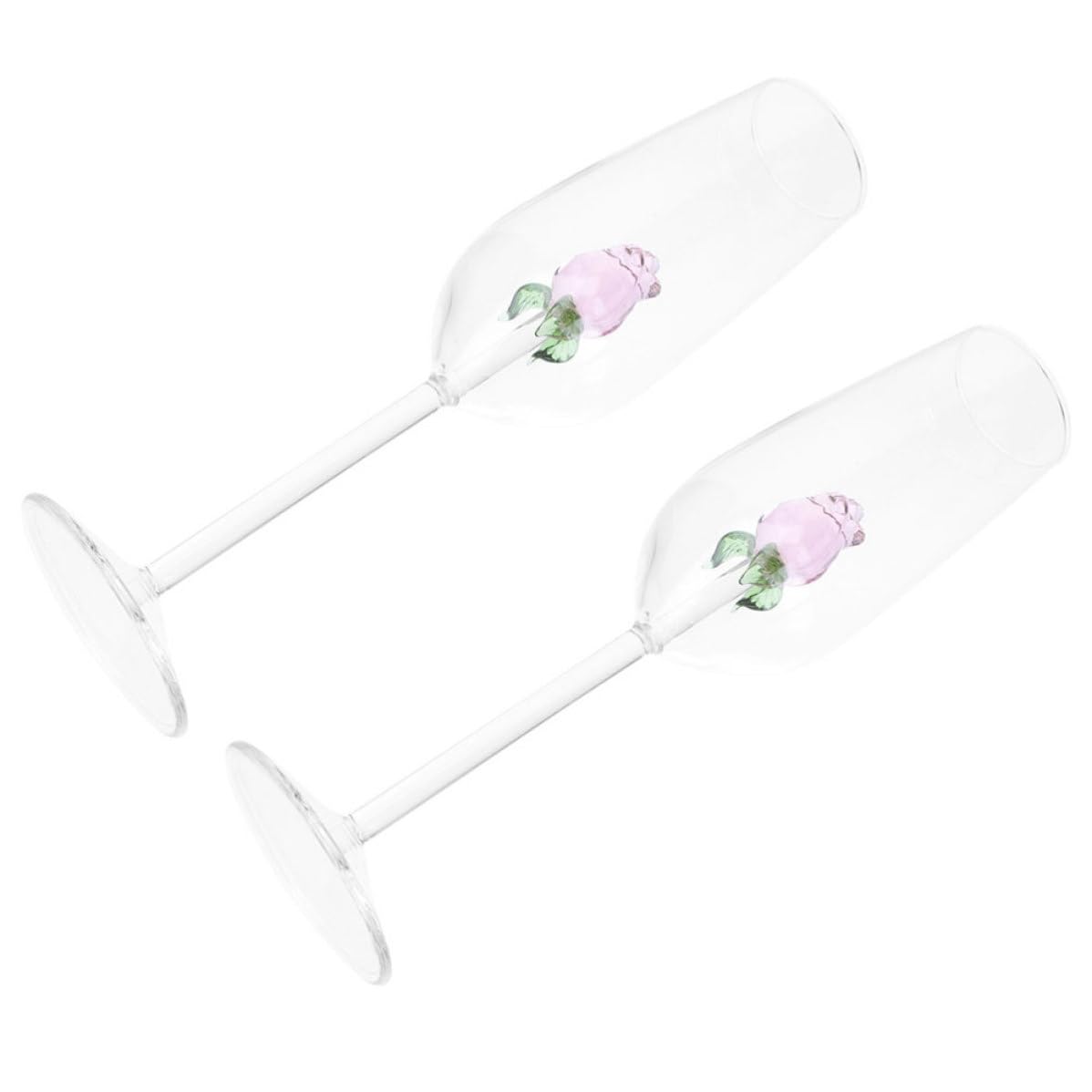 IMIKEYA 2 Stück Dekorative Glas Weingläser mit Rosenmotiv Eleganter Cocktailbecher aus Glas Einfaches Design für Hochzeitsfeier und Partygebrauch