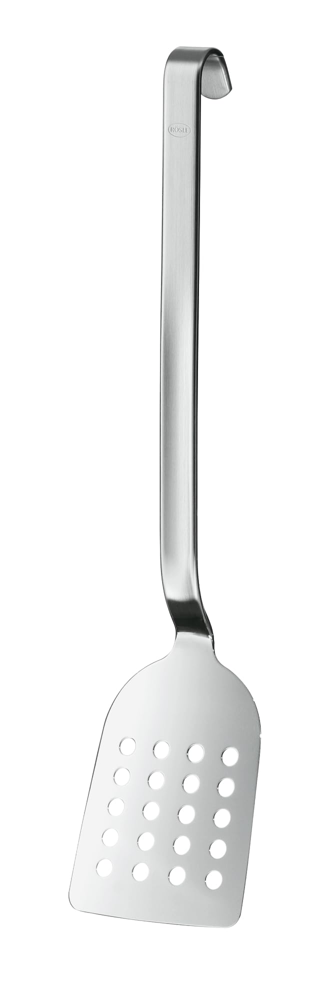 RÖSLE Pelle à Crêpes - Ustensile Cuisine de Qualité - Pour Retourner les Aliments - Avec Manche à Crochet, Surface Perforée et Lame Arrondie - Inox 18/​10 - Passe au Lave-​Vaisselle