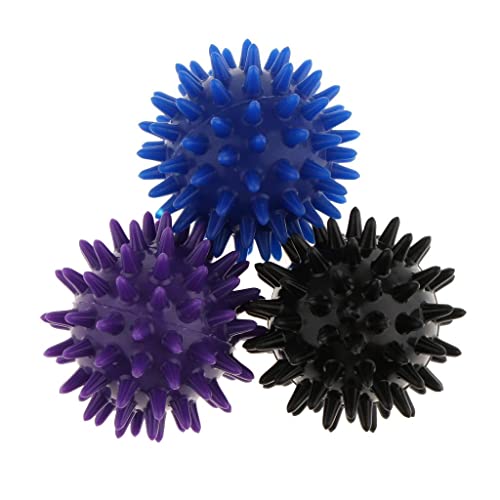 MagiDeal 3 Stücke Massageball Selbstmassage Massagegebälle Igelball Massageball Reflexzonen Massagekugel, Lila Schwarz Blau, 6cm
