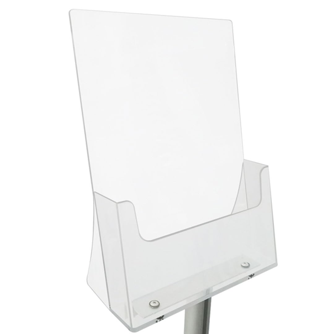 Danieli - Porta Depliant da Terra in Acrilico Trasparente A4 con 1 tasca, per Riviste e Brochure. Porta Volantini Resistente da Utilizzare come Espositore per Ufficio e Negozi. (Alluminio Silver)