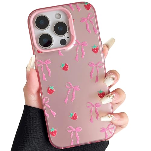 ZTOFERA iPhone 16 Pro Max 用ピンクのケース おしゃれ 蝶々結び いphone16 Pro Max ケース かわいい リボン スマホケース 堅いPCの背部 ソフトTPU バンパー 軽量 耐衝撃 人気 韓国 アイフォン16 Pro M