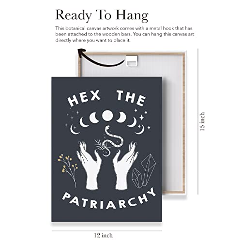 Evxid Hex The Patriarchy Canvas Poster Painting Wall Art, Feminist Witch Print Hands Picture Artwork Framed Ready To Hang For Halloween Home Decor 12 X 15 Inch #TOP1