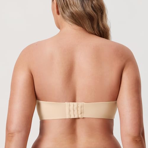 Image of DELIMIRA Women's Strapless Bra Minimizer Seamless Underwire Unlined Bandeau for Big Bust