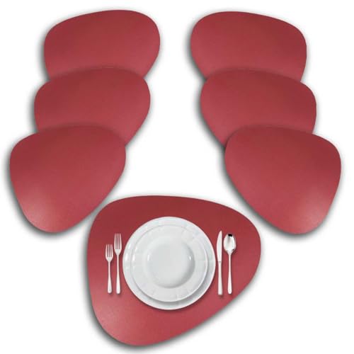 ARCA, Set di 6 Tovagliette in Similpelle, per 6 Persone, Ideali per la Tavola, Resistenti e Durature, Colore Bordeaux, 45x37 cm