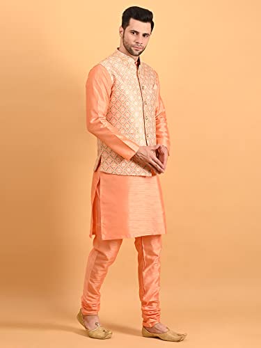 Image of Uri and MacKenzie Men's Silk Blend Kurta Pajama with Designer Ethnic Nehru Jacket /Modi Jacket