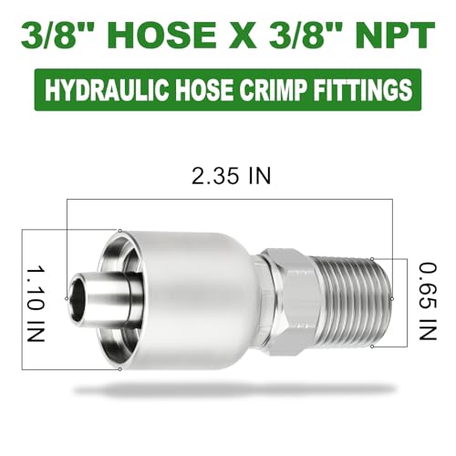Image of TAISHER 6PCS Carbon Steel Hydraulic Hose Fitting, 3 /8 inch Hose x 3 /8 inch NPT Male