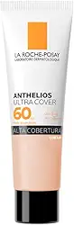 La Roche-Posay, Ultra Cover, Protetor Solar com Cor e Performance de Maquiagem, 12h de cobertura de base em uma única camada, Textura Fluida, Oil free, Toque Seco, FPS60, 30g
