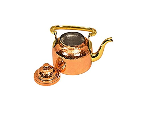 Pure Copper Kettle Solid Copper Hammered Tea Kettle Pot Inside Tin Classic Espresso Coffee Pouring Pot For Home Kitchen, Hotel, Restaurant And Office,Small 33 Ounce Approx For Four Persons #TOP2