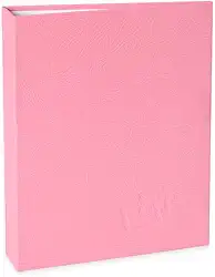 Álbum de fotos Ical. encadernação tradicional. para 120 fotos 10x15cm - envelope plástico transparente - linha Cores - modelo rosa texturizado - 170