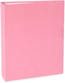 Álbum de fotos Ical, encadernação tradicional, para 200 fotos 10x15cm - envelope plástico transparente - linha Cores - modelo rosa texturizado - 170