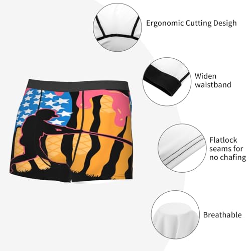Baseball Ice Cream American Flag Underwear for Men Gifts Men's Boxer Briefs Breathable Underpants Fit Daily Wear​2