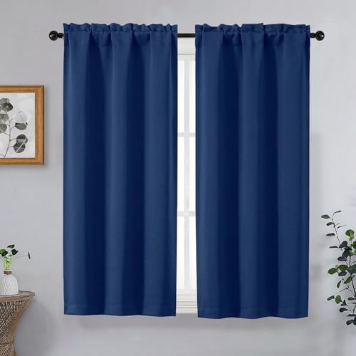 Image of Royal Blue Blackout Curtains for Bedroom 63 Inch Length 2 Panels, Protect Privacy Thermal Insulated Solid Curtains for Living Room, Rod Pocket Window Treatment Blackout Drapes, 2x40Wx63L