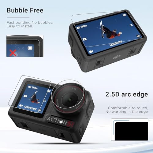 Image of VERTUS Premium Tempered Glass Screen Protector for DJI Osmo Action 5 Pro Action Camera || Anti Scratch || Edge to Edge Protection || 9H Hardness Ultra HD (3 P'cs Set)