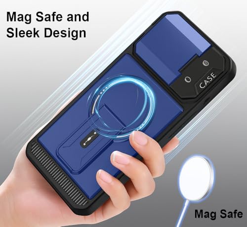 Image of Hupshy iPhone 16 Back Cover with Camera Protection Rings, Kickstand-Matte /Anti, Non-Slip, Camera Glass Protection,Transparent Shockproof Cover for iPhone 16 (Blue 3)