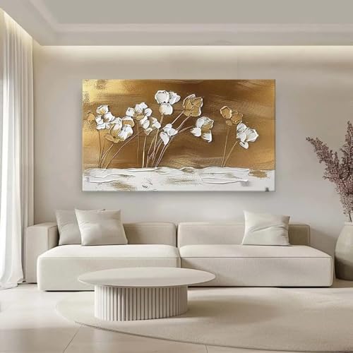 Affiches d'art mural salon et chambre | Tableau abstrait or - 4