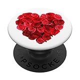 So Pretty Red Rose Buds Heart On White Background PopSockets PopGrip: Swappable Grip for Phones & Tablets