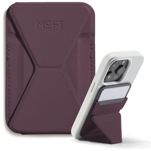 MOFT MagSafe Wallet Stand for iPhone 17/16/15/14/13/12 Series Compatible with MagSafe, MOVAS Vegan Leather Magnetic Phone Stand with 3 Viewing Angles, 2 Cards Holder