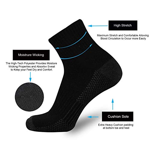Onke Cotton Ankle Low Cut Socks For Men Athletic Sports Work Outdoor With Full Thick Cushion Moisture Control Sweat Wicking(Black L) #TOP3
