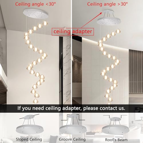 Image of 25-Lights Modern Crystal Chandeliers for Staircase LED Handing Light Fixture for Foyer Hallway