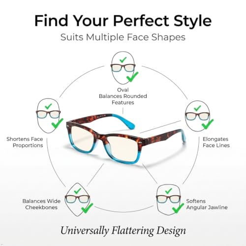 Image of Eyekepper Blue Light Filter Reading Glasses - Reduce Eye Strain Computer Readers - Tortoise /Blue 0.0x
