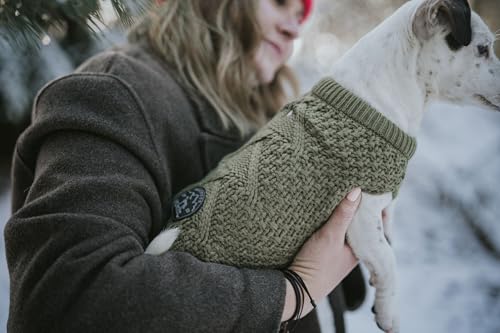 HUNTER Hundepullover MALMÖ, Farbe: Khaki, klassisches Zopfstrick-Muster, wärmend & bequem, elastisch für optimalen Sitz, reflektierend für mehr Sichtbarkeit, waschbar bei 30°C, Größe: 25