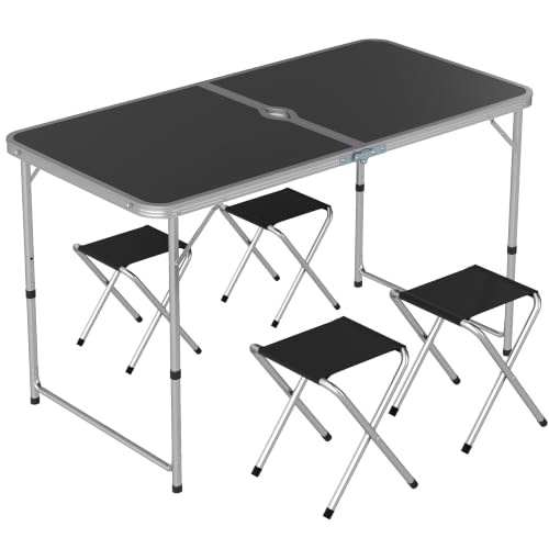 Image of Outsunny Camping 4ft Folding Picnic Table and Chairs Indoor/Outdoor Use