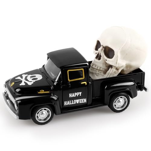 Halloween Metal Truck with Skeleton