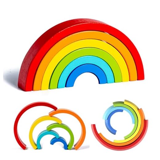 Kiuiom Regenbogen Holz Spielzeug Bausteine,Holz Regenbogen Baby Pastell,Holz Montessori Regenbogen,Holzregenbogen Stapel,Vorschule Stapeln Spielzeug,Holzs Stapelturm,Baby Lernen Spielzeug,Rot