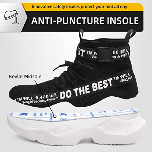 Furuian Steel Toe Shoes For Men Lightweight Comfortable High Top Safety Boots Breathable Working Sneakers Indestructible Construction Boots, 9.5 #TOP3