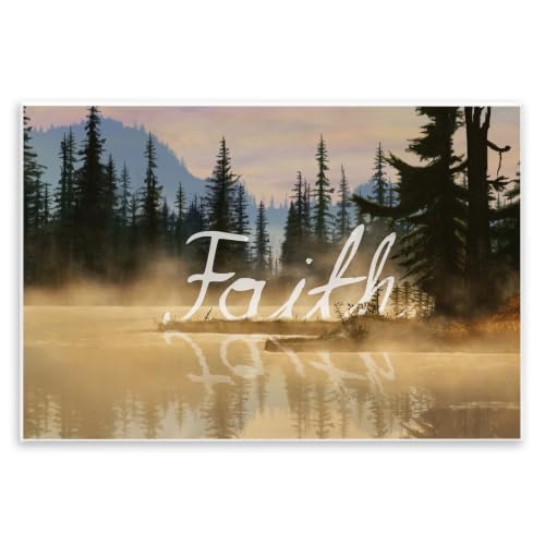 Faith Calligraphy Lake, 10 x 15 Inch Mounted Print on Wall Plaque