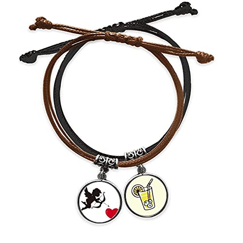 Bracelet Cupidon cœur rouge bracelet corde main chaîne cuir jus de citron